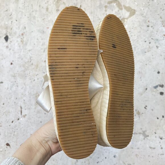 Vintage 80’s Cream Python Skin Shoes w/ Silk Ribbon Laces, Size 7 - Picture 5 of 6